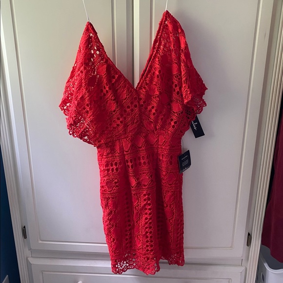 Lulus first kiss red lace dress size XS - Picture 7 of 11